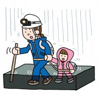 避難する人