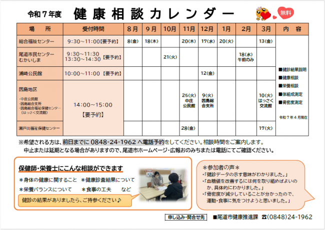 R7健康相談カレンダー