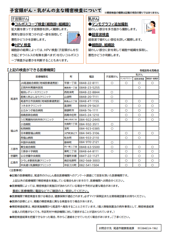 尾道市がん検診で「要精密検査」と判定された方へ(令和8年)