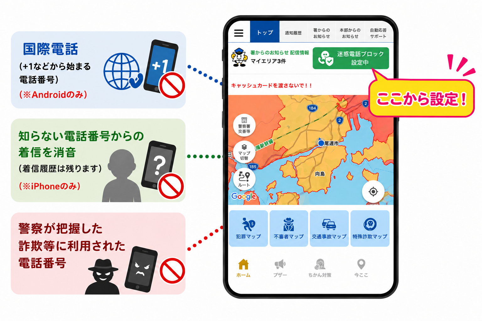 迷惑電話ブロック機能