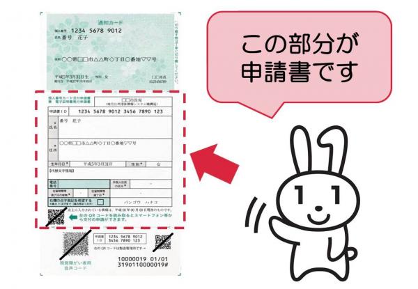 マイナンバーカード交付申請書は通知カードの下の部分です