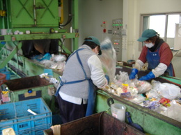 「容器包装プラスチック」選別の様子